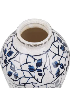 Discount Beliani Vaso da fiori MALLIA Gres porcellanato Bianco Bianco Blu