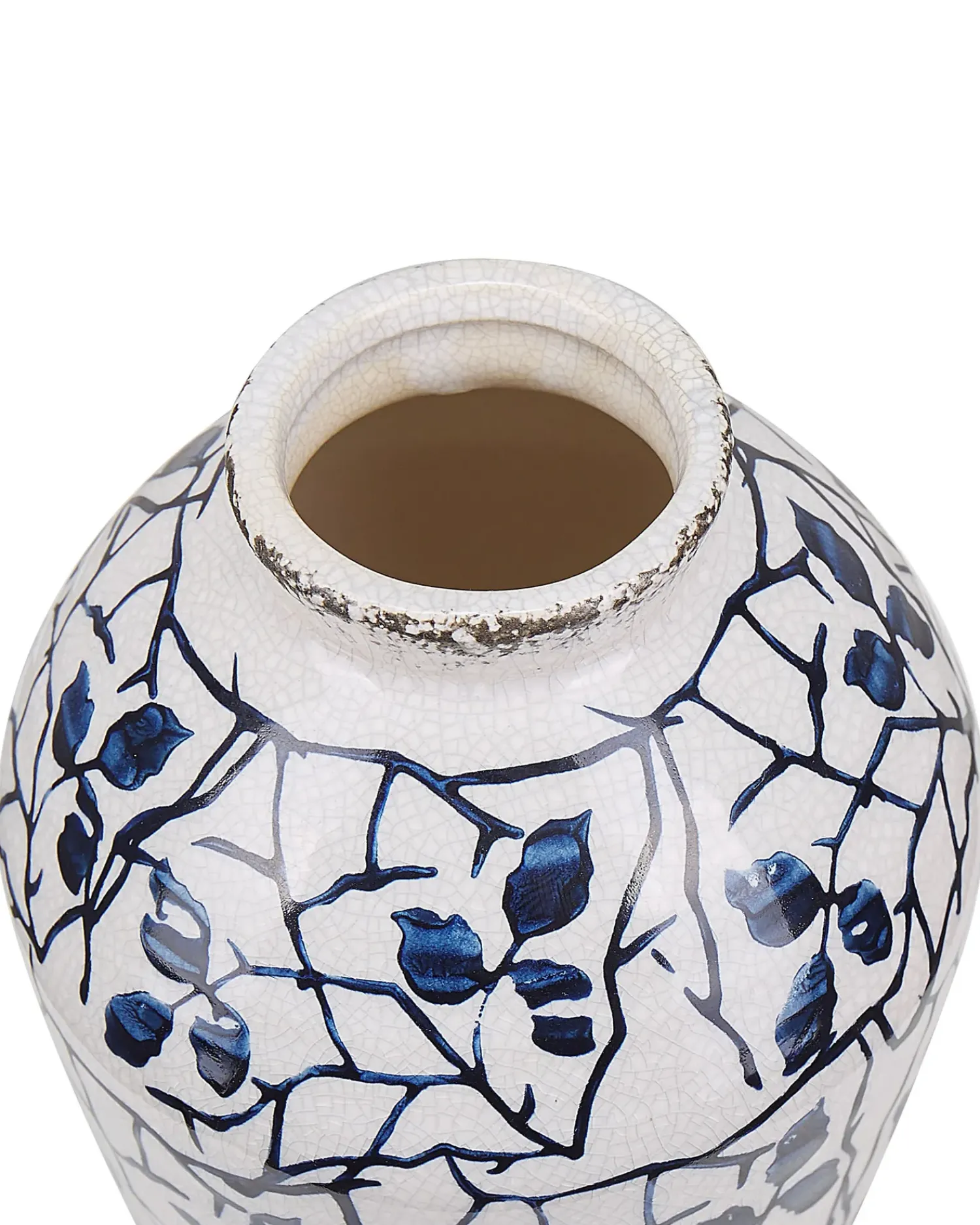 Discount Beliani Vaso da fiori MALLIA Gres porcellanato Bianco Bianco Blu