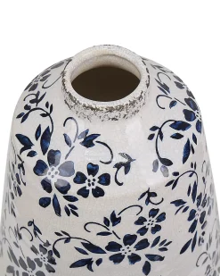 Online Beliani Vaso da fiori MARONEIA Gres porcellanato Bianco Bianco Blu
