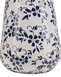Online Beliani Vaso da fiori MARONEIA Gres porcellanato Bianco Bianco Blu
