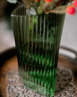 Discount Beliani Vaso da fiori MARPISSA Vetro 26 cm scuro Verde