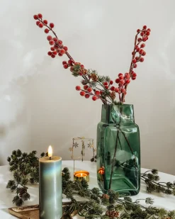 Sale Beliani Vaso da fiori MERBAKA Vetro 26 cm smeraldo Verde