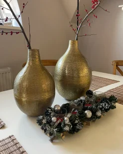 Outlet Beliani Vaso da fiori MOHENJO Metallo 32/35 cm Oro