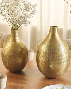 Outlet Beliani Vaso da fiori MOHENJO Metallo 32/35 cm Oro