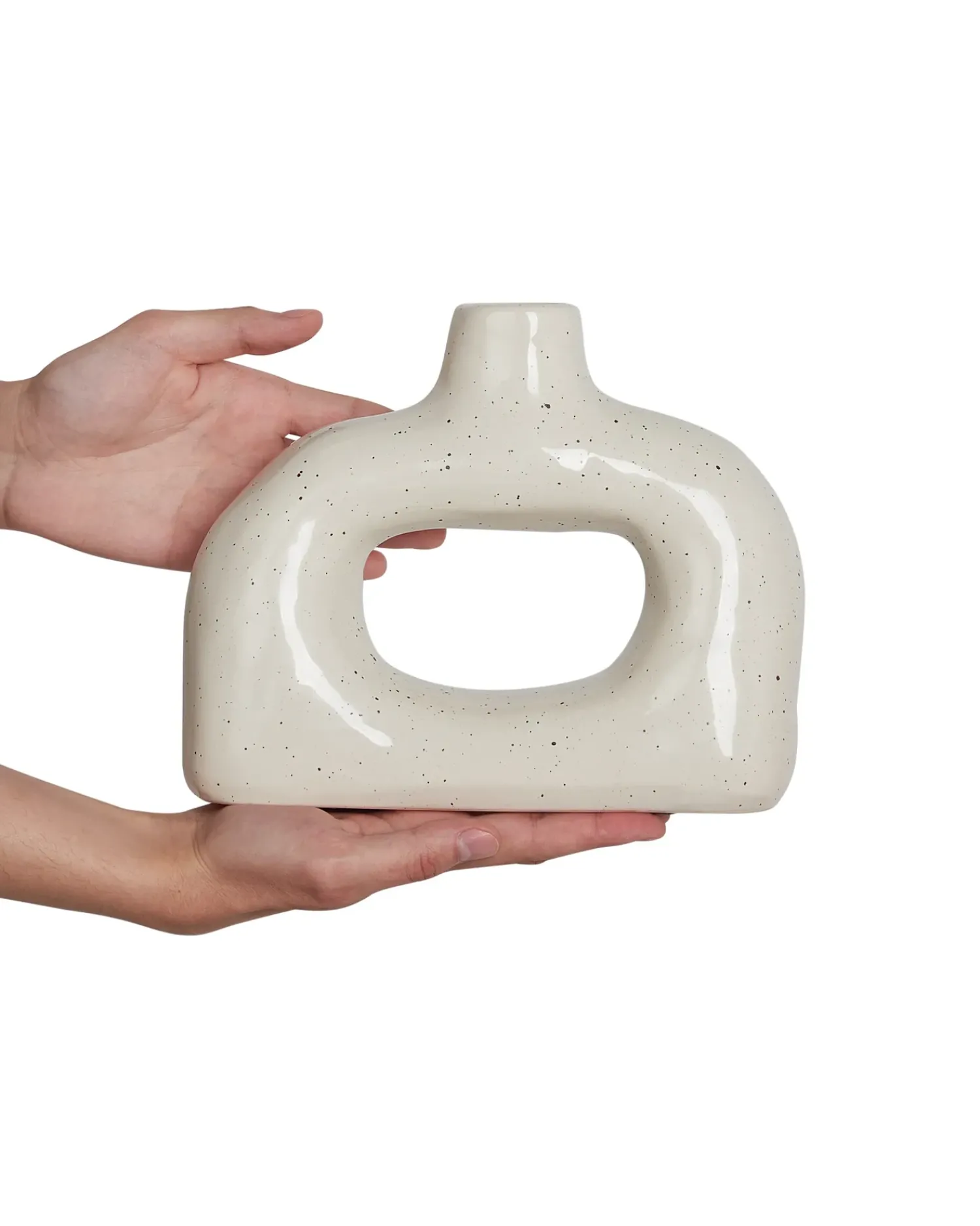 Outlet Beliani Vaso da fiori MOONEYE Gres porcellanato 19 cm sporco Bianco