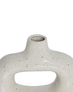 Outlet Beliani Vaso da fiori MOONEYE Gres porcellanato 19 cm sporco Bianco