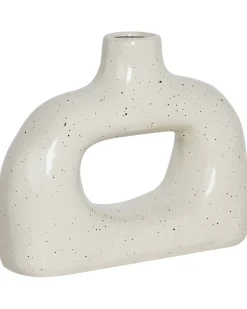 Outlet Beliani Vaso da fiori MOONEYE Gres porcellanato 19 cm sporco Bianco