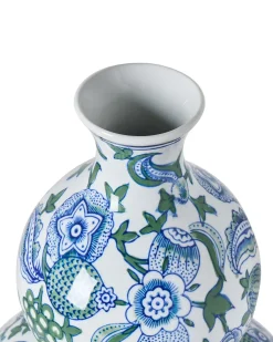 Outlet Beliani Vaso da fiori MOSTOLES Porcellana 45 cm Bianco/Blu Bianco Blu Verde