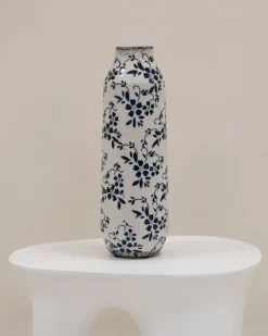 Hot Beliani Vaso da fiori MULAI Gres porcellanato Bianco Bianco Blu