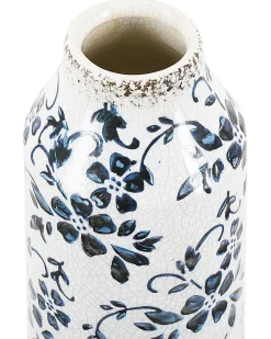 Outlet Beliani Vaso da fiori MULAI Gres porcellanato Bianco Bianco Blu