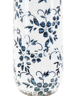 Outlet Beliani Vaso da fiori MULAI Gres porcellanato Bianco Bianco Blu