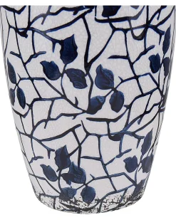 Clearance Beliani Vaso da fiori MUTILENE Gres porcellanato 25 cm Bianco Bianco Blu