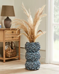 Online Beliani Vaso da fiori MUZAKI Ceramica 52 cm Blu Blu Oro