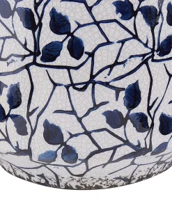 Discount Beliani Vaso da fiori MYOS Gres porcellanato 15 cm Bianco Bianco Blu