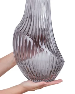 New Beliani Vaso da fiori MYRSINA Vetro 36 cm Grigio