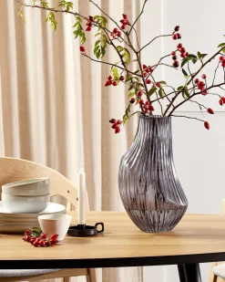 New Beliani Vaso da fiori MYRSINA Vetro 36 cm Grigio