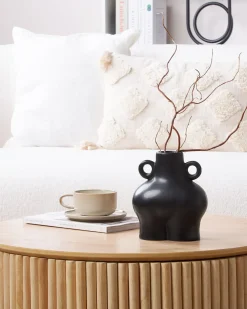 New Beliani Vaso da fiori NAFPLIO Ceramica 20 cm Nero