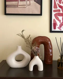 Sale Beliani Vaso da fiori PERCH Gres porcellanato 29 cm Marrone
