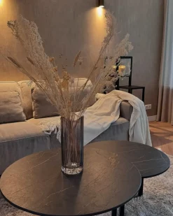 Outlet Beliani Vaso da fiori PERDIKI Vetro 30 cm Grigio Grigio Oro