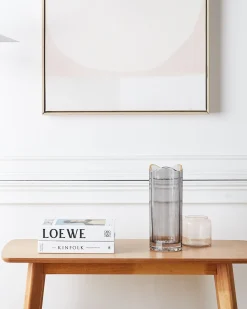 Outlet Beliani Vaso da fiori PERDIKI Vetro 30 cm Grigio Grigio Oro