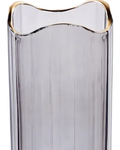 Outlet Beliani Vaso da fiori PERDIKI Vetro 30 cm Grigio Grigio Oro