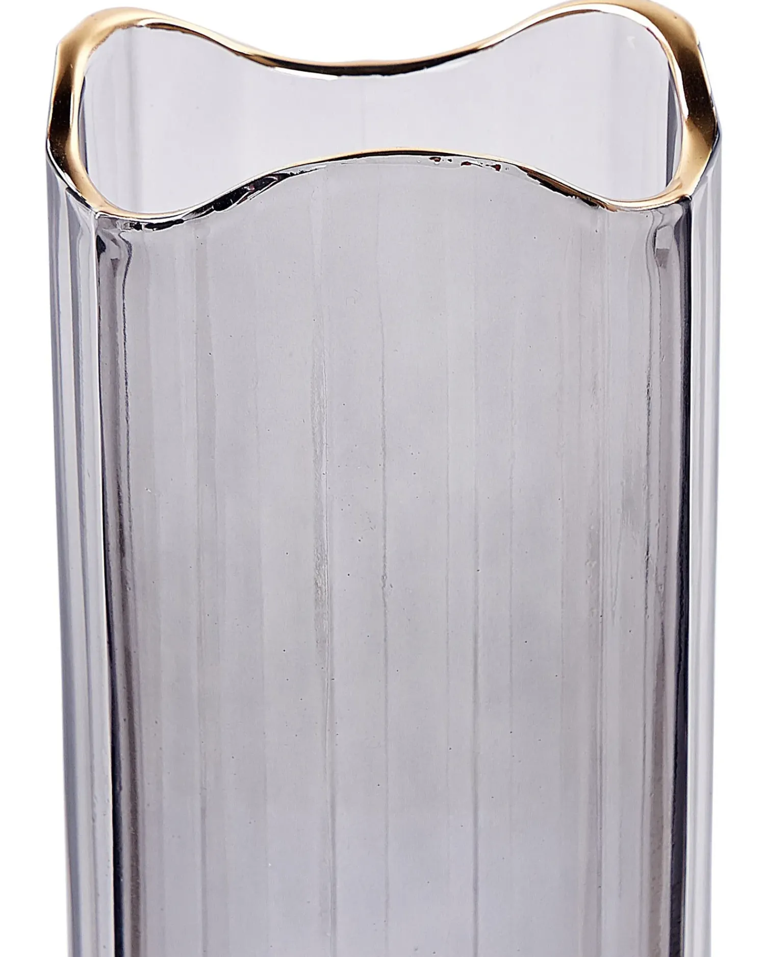 Outlet Beliani Vaso da fiori PERDIKI Vetro 30 cm Grigio Grigio Oro