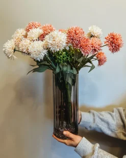 Outlet Beliani Vaso da fiori PERDIKI Vetro 30 cm Grigio Grigio Oro