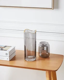 Outlet Beliani Vaso da fiori PERDIKI Vetro 30 cm Grigio Grigio Oro