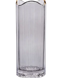 Outlet Beliani Vaso da fiori PERDIKI Vetro 30 cm Grigio Grigio Oro
