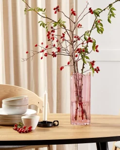 Beliani Vaso da fiori PERDIKI Vetro 30 cm Rosa Rosa Oro