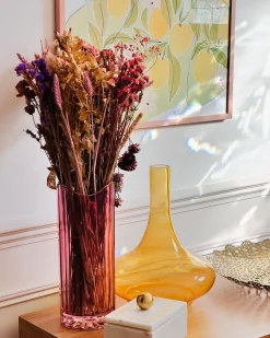 Beliani Vaso da fiori PERDIKI Vetro 30 cm Rosa Rosa Oro