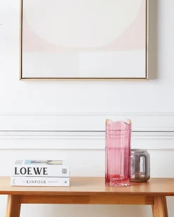 Beliani Vaso da fiori PERDIKI Vetro 30 cm Rosa Rosa Oro