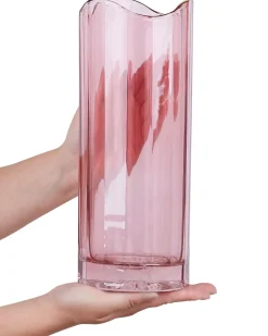 Beliani Vaso da fiori PERDIKI Vetro 30 cm Rosa Rosa Oro
