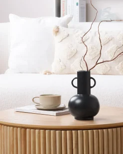 Outlet Beliani Vaso da fiori PEREA Ceramica 26 cm Nero