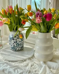 Clearance Beliani Vaso da fiori PIREAS Gres porcellanato 22 cm Bianco