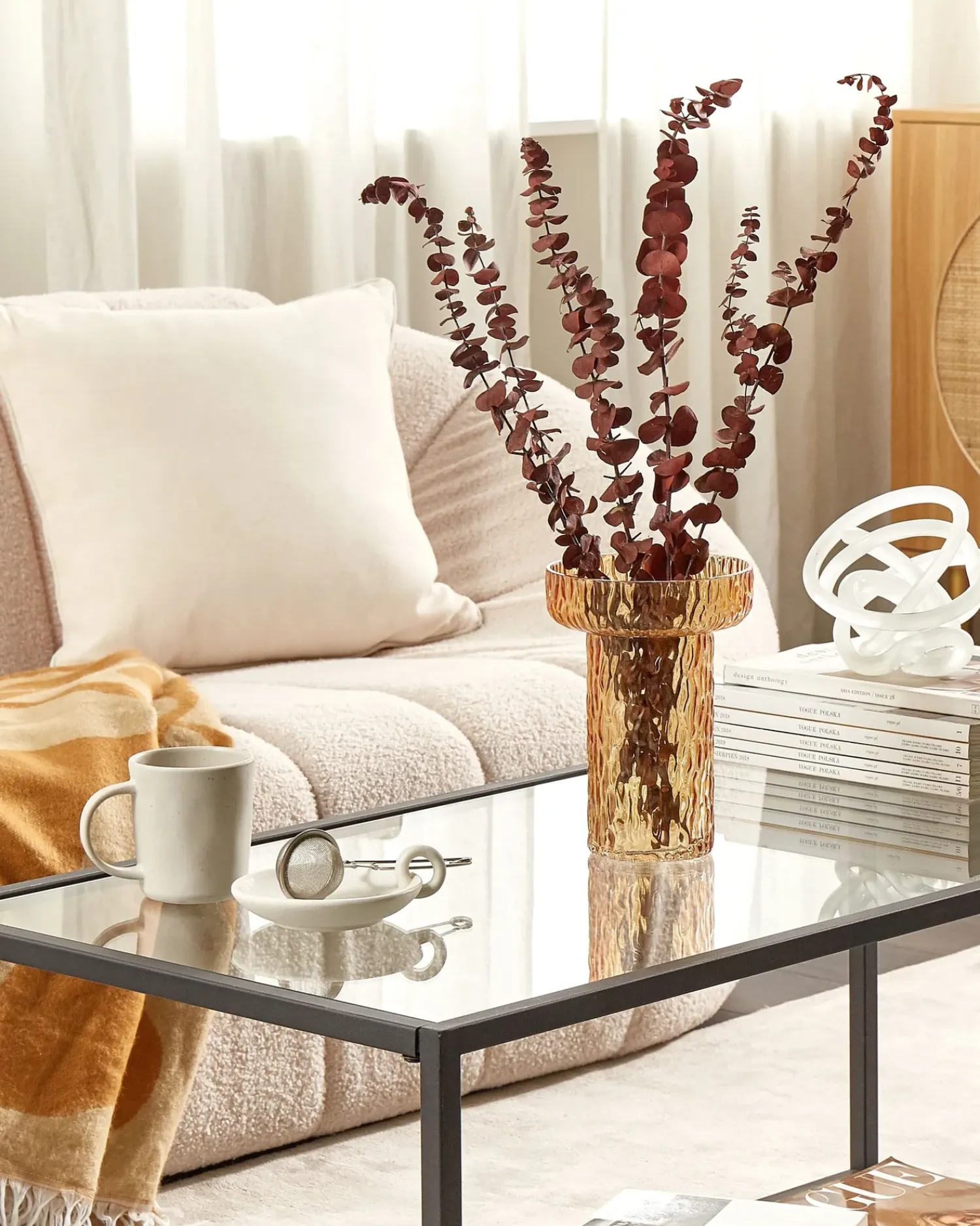Outlet Beliani Vaso da fiori PLATANIA Vetro 20 cm Arancione