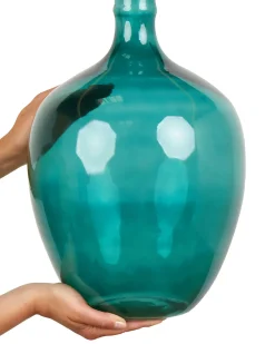 Outlet Beliani Vaso da fiori ROTI Vetro 39 cm Turchese Blu