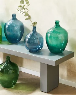 Outlet Beliani Vaso da fiori ROTI Vetro 39 cm Turchese Blu