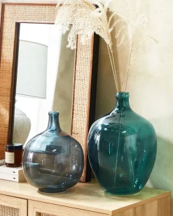 Outlet Beliani Vaso da fiori ROTI Vetro 39 cm Turchese Blu
