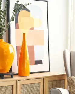 Discount Beliani Vaso da fiori SABADELL Ceramica 50 cm Arancione