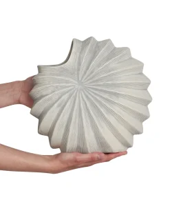 Clearance Beliani Vaso da fiori SCUP Gres porcellanato 28 cm sporco Bianco