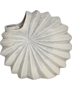 Clearance Beliani Vaso da fiori SCUP Gres porcellanato 28 cm sporco Bianco