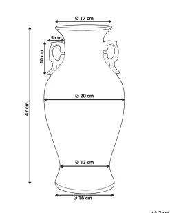 Discount Beliani Vaso da fiori SEGOWIA Porcellana 47 cm Bianco/Blu Bianco Blu Verde