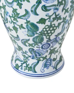 Discount Beliani Vaso da fiori SEGOWIA Porcellana 47 cm Bianco/Blu Bianco Blu Verde