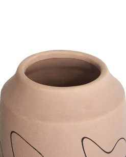 New Beliani Vaso da fiori SUNFISH Gres porcellanato 33 cm Beige sabbia Beige Nero
