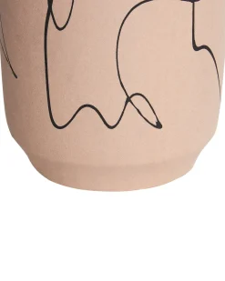 New Beliani Vaso da fiori SUNFISH Gres porcellanato 33 cm Beige sabbia Beige Nero
