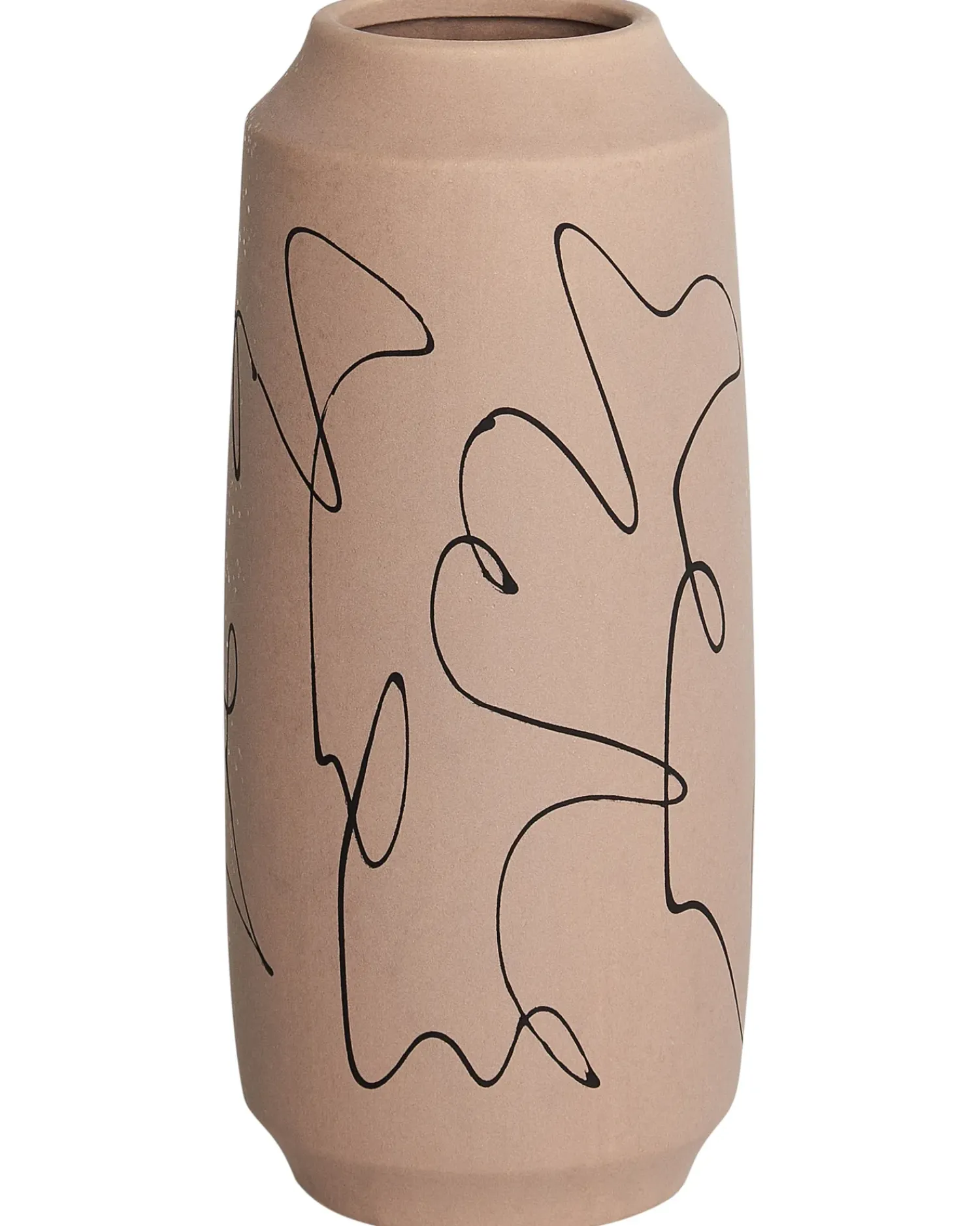 New Beliani Vaso da fiori SUNFISH Gres porcellanato 33 cm Beige sabbia Beige Nero
