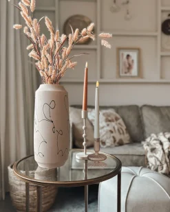 New Beliani Vaso da fiori SUNFISH Gres porcellanato 33 cm Beige sabbia Beige Nero