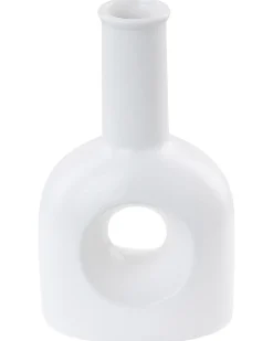Outlet Beliani Vaso da fiori THEBES Ceramica 22 cm Bianco