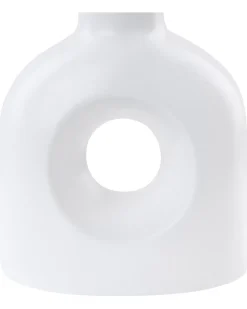 Outlet Beliani Vaso da fiori THEBES Ceramica 22 cm Bianco